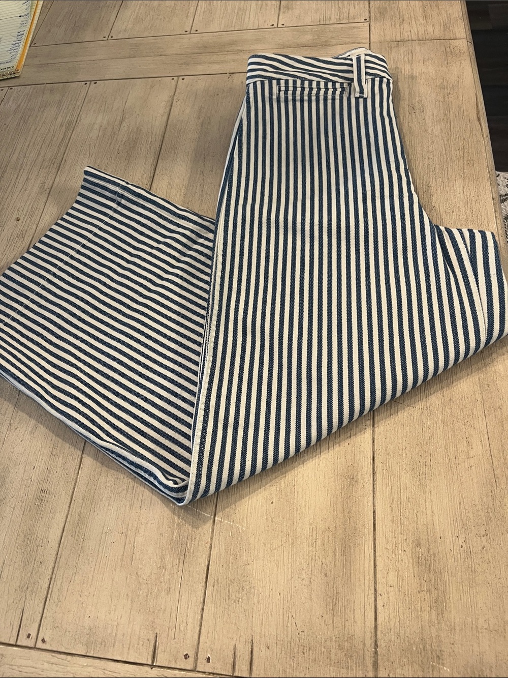 Madewell Blue and White Striped Wide-Leg Jeans - Picture 3 of 8